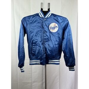 Vintage LA Dodgers Satin Jacket Chalk Line Blue Snap USA Youth 14-16 80s/90s
